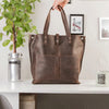 premium brown leather tote bag for women