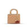 Luxury beige Quilted Mini Handbag with Cherry Charm