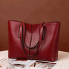 Sophisticated Wine Red Leather Tote – Large Capacity Fashion Shoulder Bag