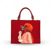 Artistic Red Leather Tote Handbag with Hijab Illustration