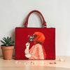 Artistic Red Leather Tote Handbag with Hijab Illustration