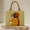 Artistic beige Leather Tote Handbag with Hijab Illustration