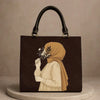 Artistic  Leather Tote Handbag with Hijab Illustration